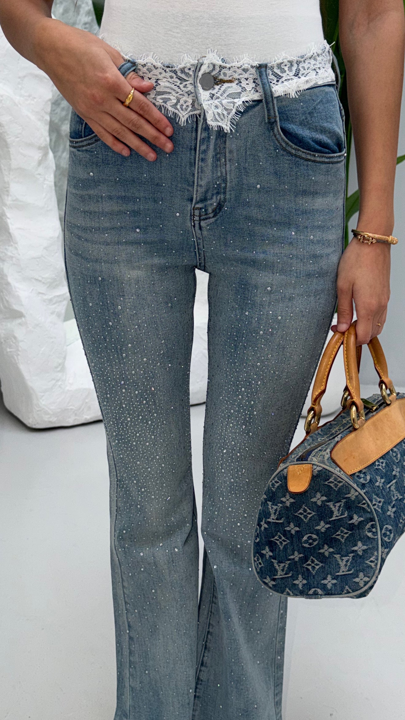 Crystal lace jean