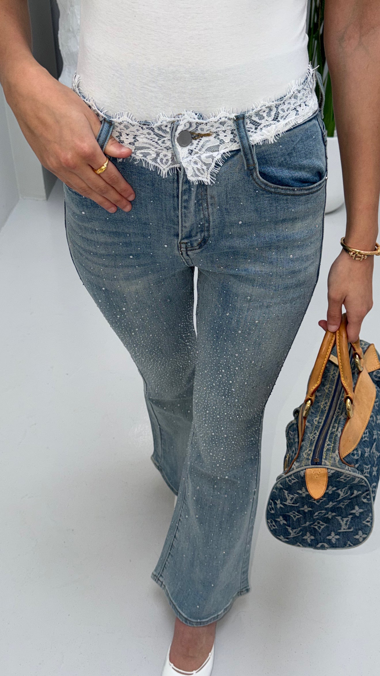 Crystal lace jean