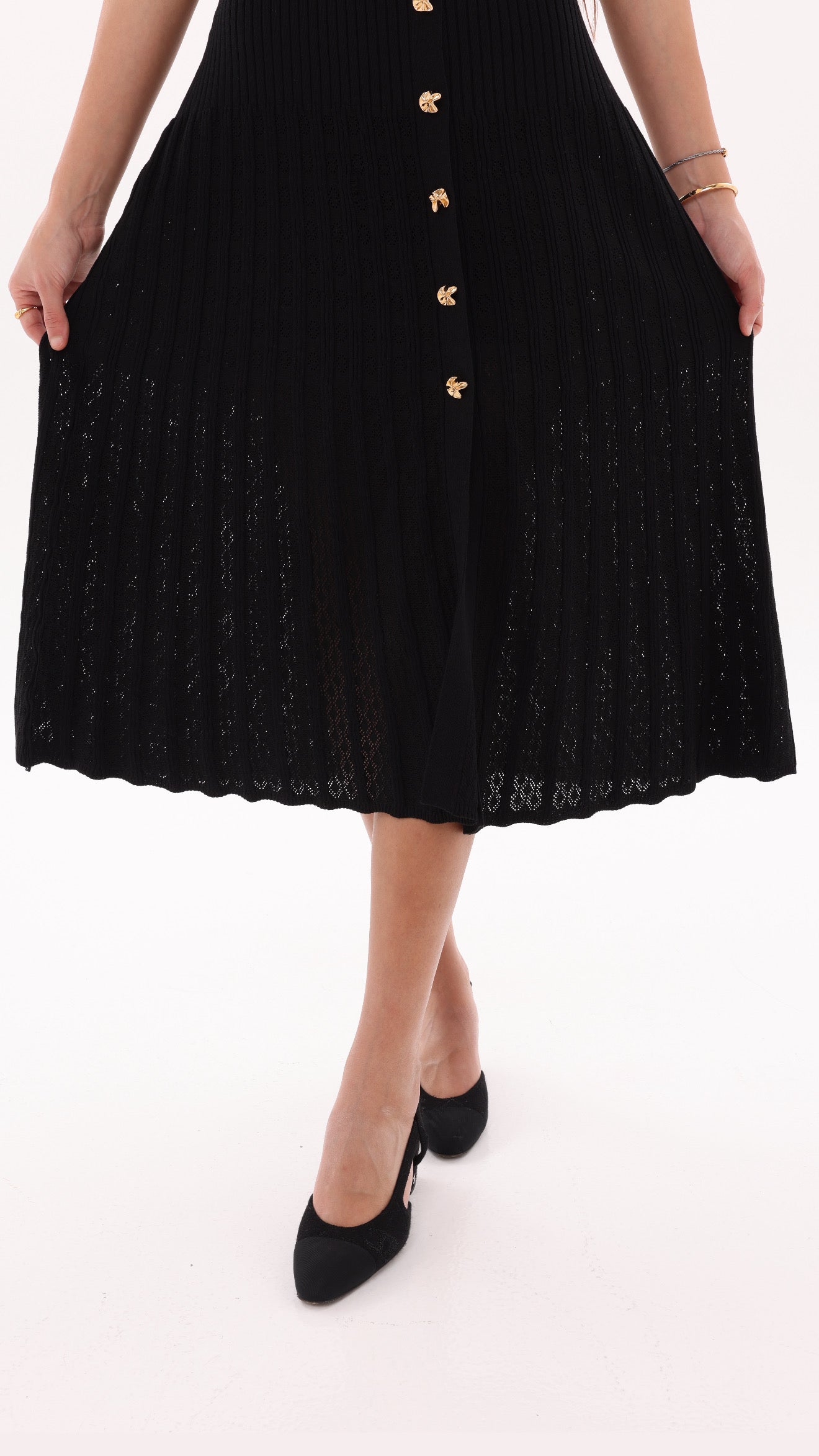 Golden grace knit mid dress black